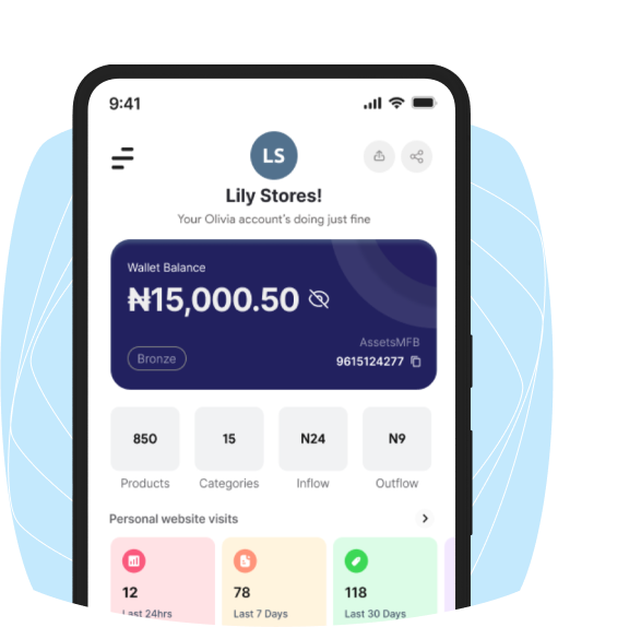A lady holding a phone with assets mobile app