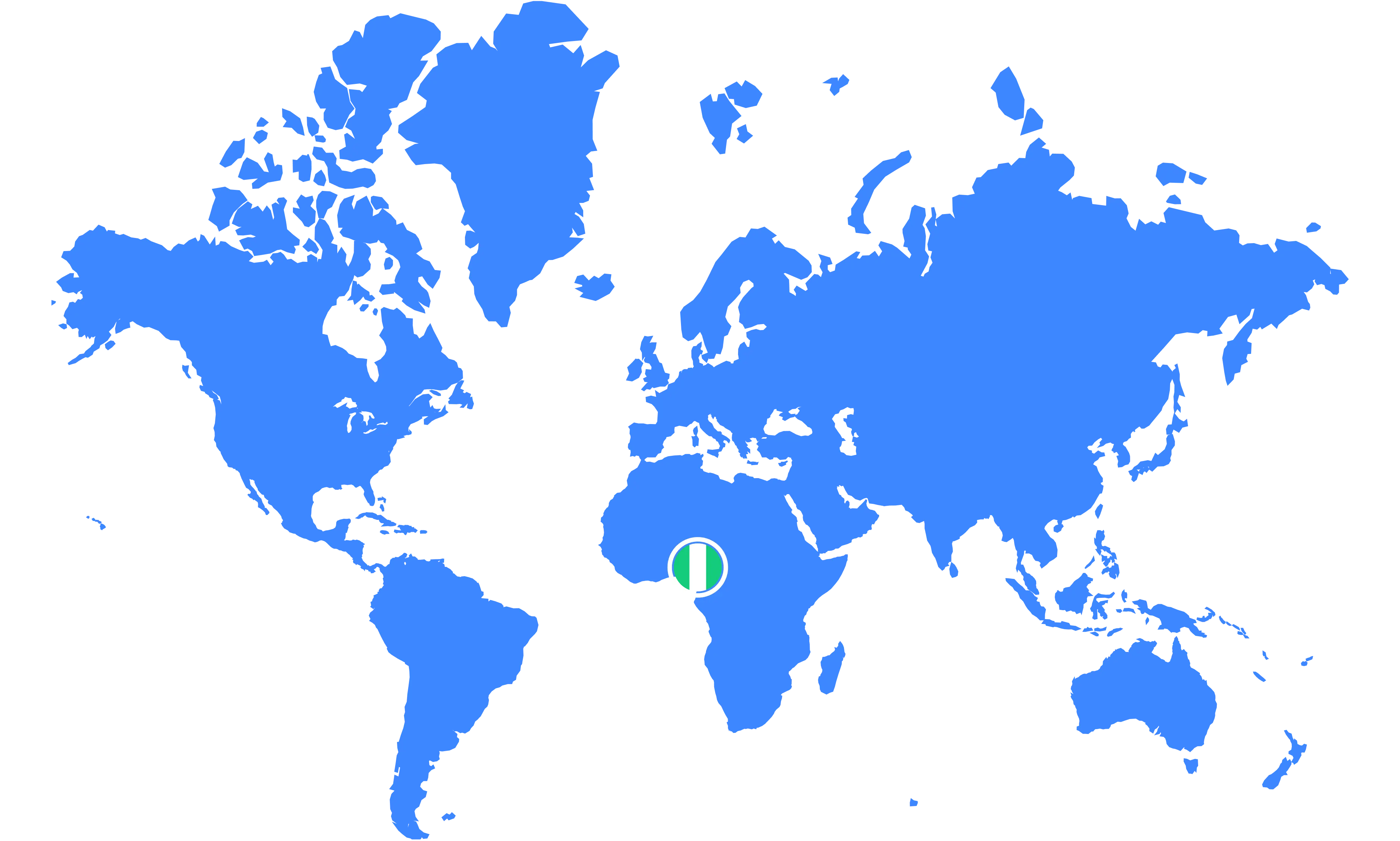 world map, with pin on nigeria